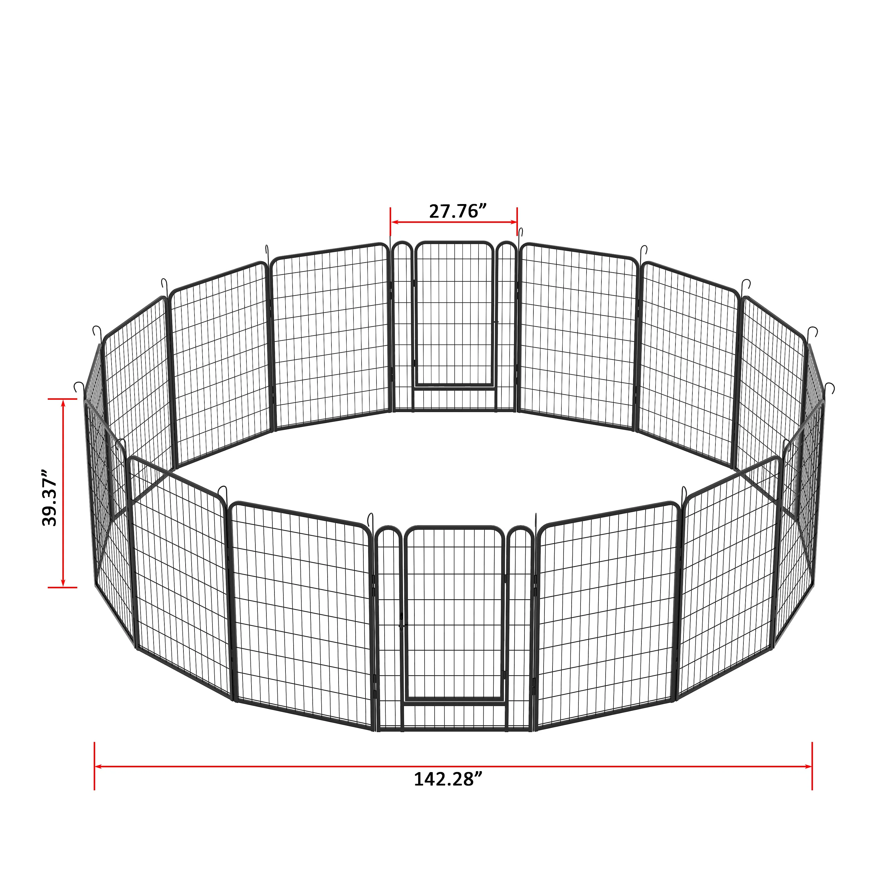 16 Panels Heavy-Duty Metal Playpen with Door, 39.37' H Dog Fence Pet Exercise Pen for Outdoor, Indoor - Image 3
