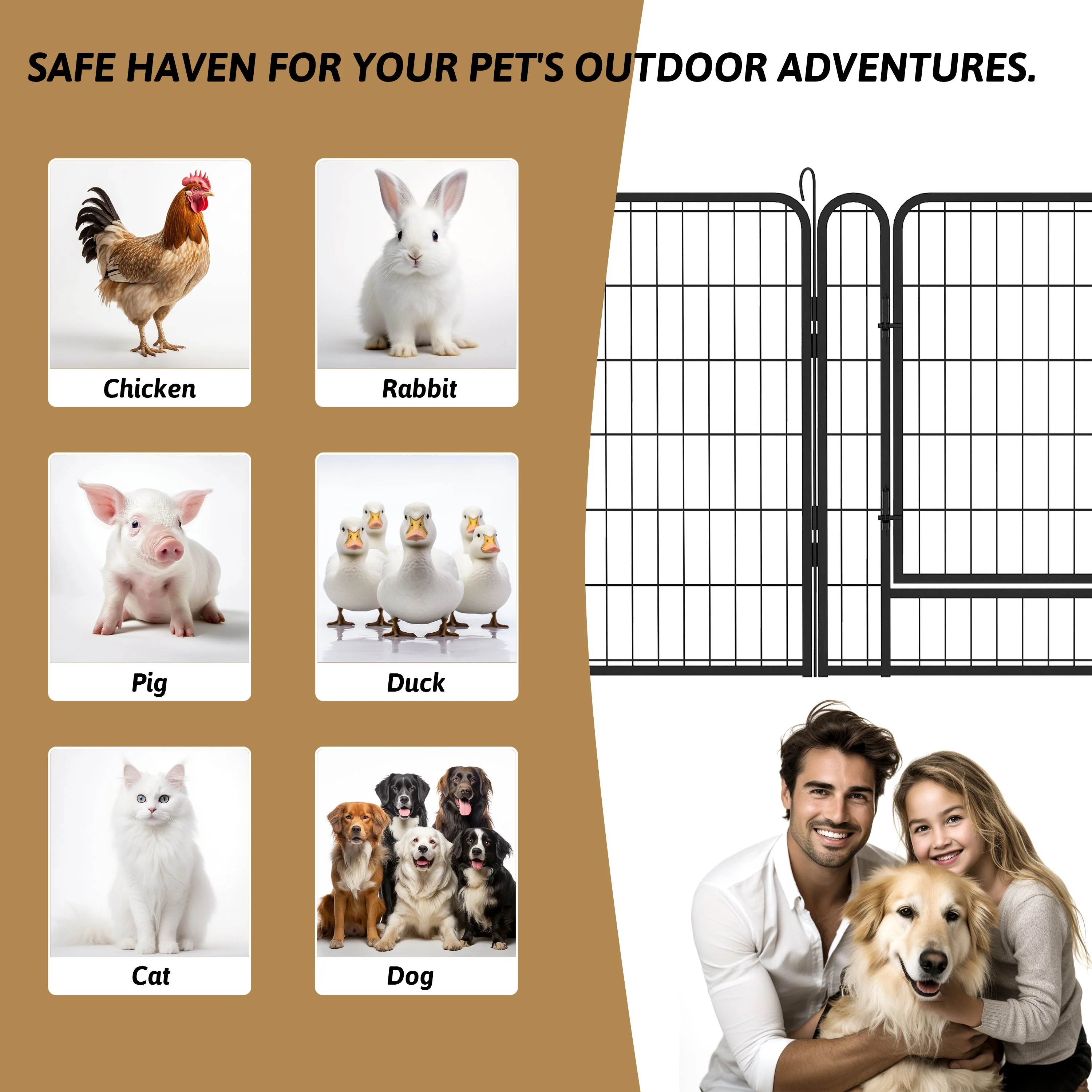 16 Panels Heavy-Duty Metal Playpen with Door, 39.37' H Dog Fence Pet Exercise Pen for Outdoor, Indoor - Image 6