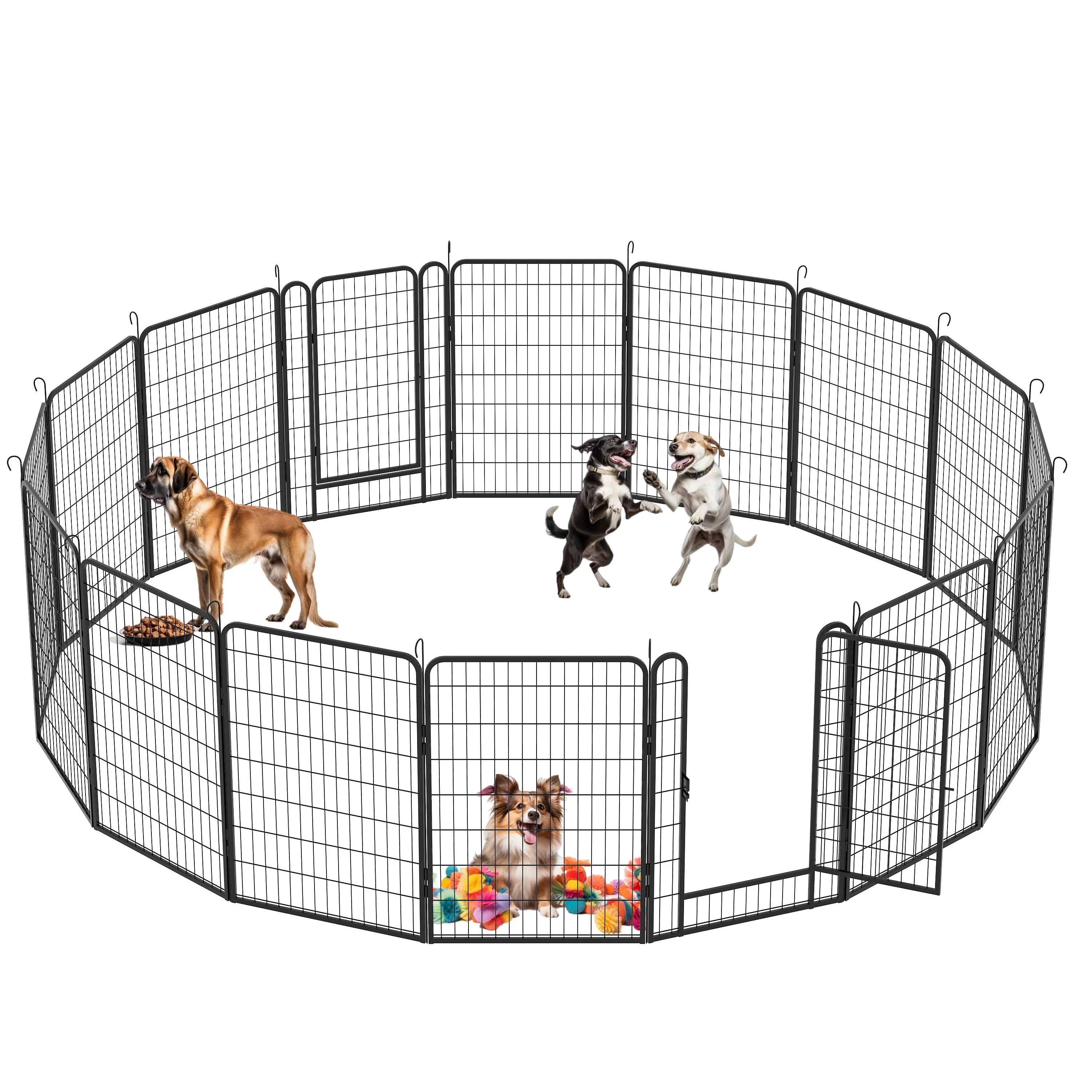 16 Panels Heavy-Duty Metal Playpen with Door, 39.37' H Dog Fence Pet Exercise Pen for Outdoor, Indoor - Image 7