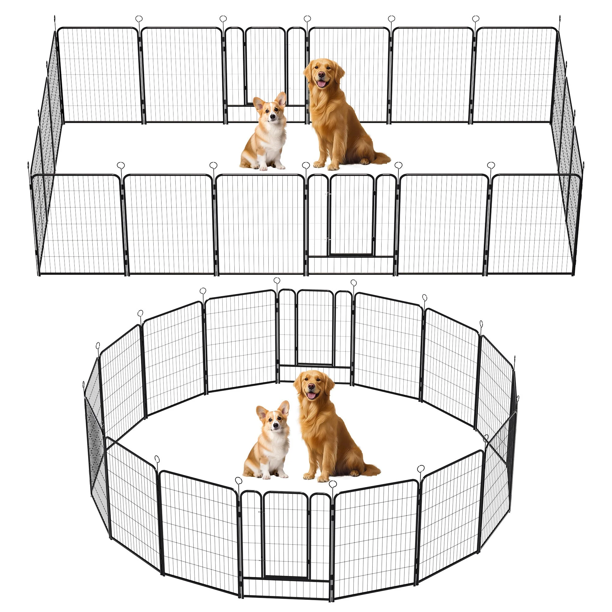16 Panels Heavy Duty Metal Playpen with Self-Locking Gate, Extra Tall 40' Dog Fence Pet Exercise Pen for Outdoor and Indoor-Easy Setup Exercise Pen for Large Dogs - Image 2