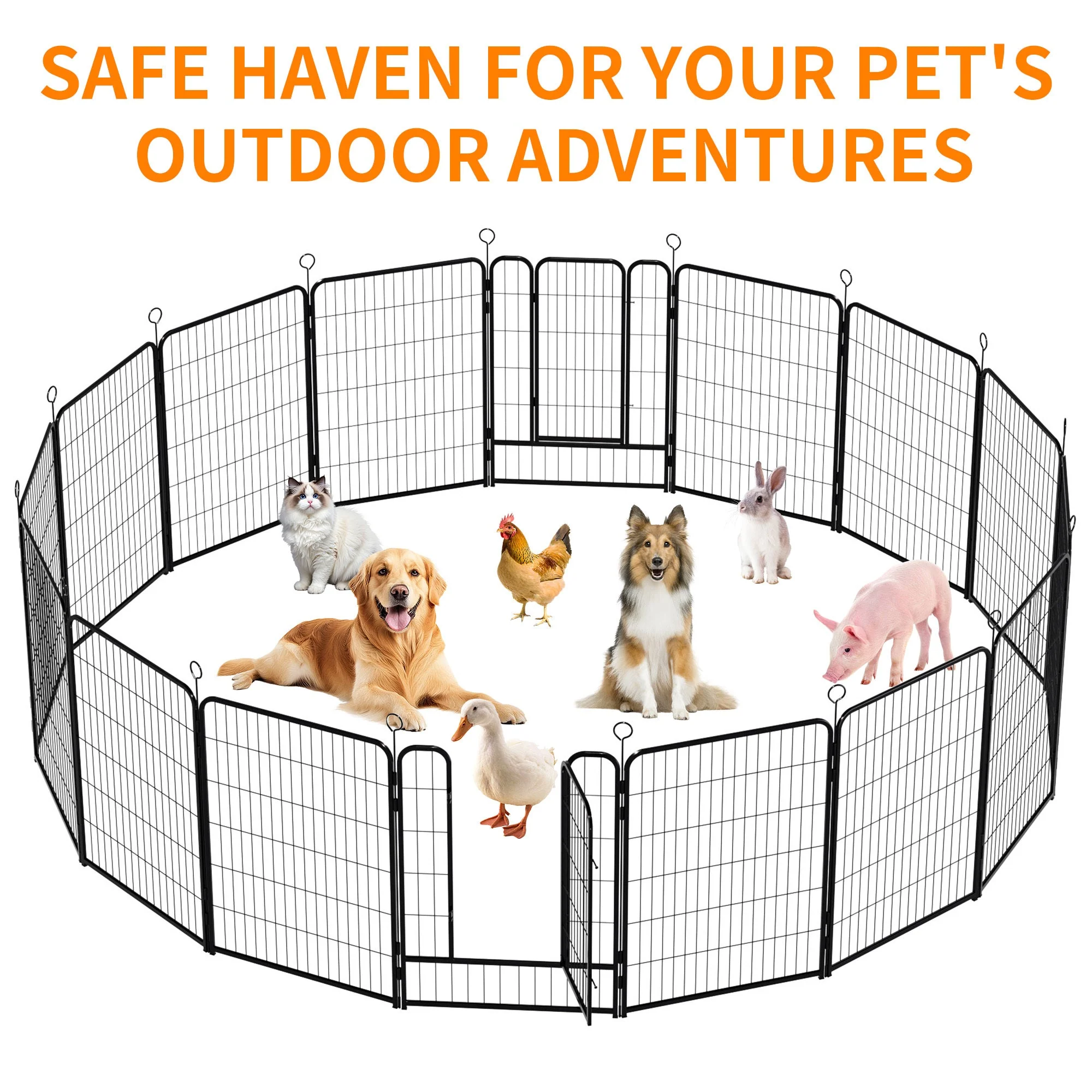 16 Panels Heavy Duty Metal Playpen with Self-Locking Gate, Extra Tall 40' Dog Fence Pet Exercise Pen for Outdoor and Indoor-Easy Setup Exercise Pen for Large Dogs - Image 3