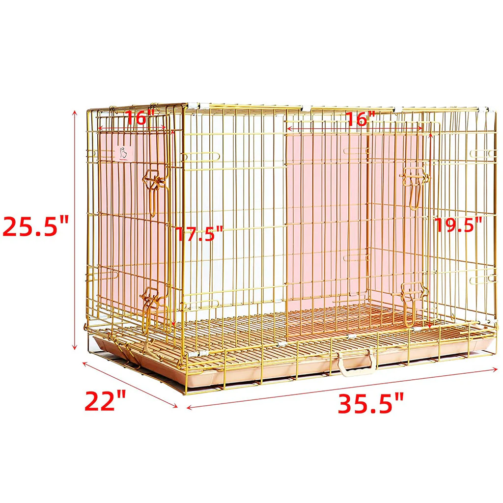 24-42" Collapsible Copper Gold Dog Crate GLD24-42 - Image 11