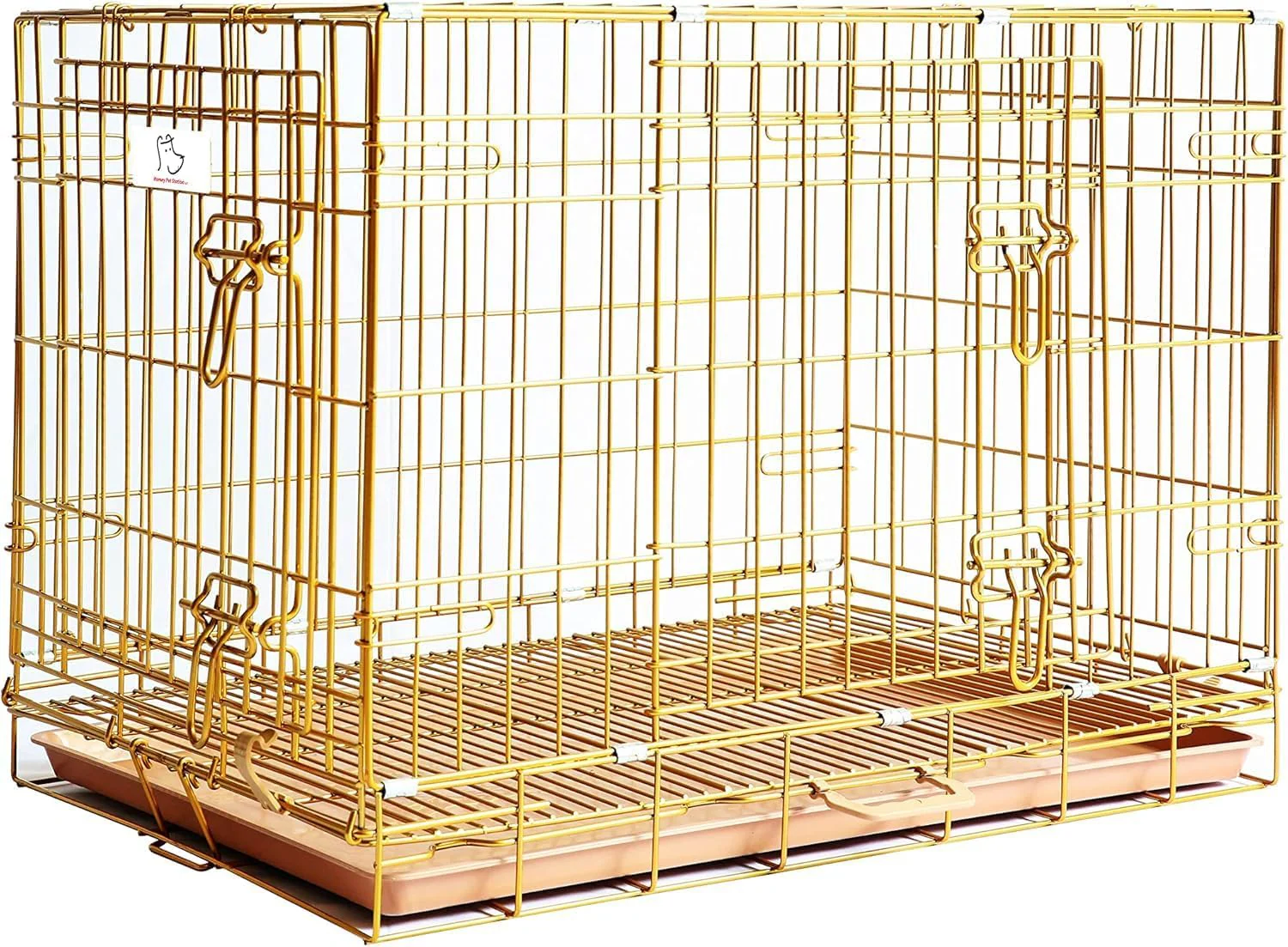 24-42" Collapsible Copper Gold Dog Crate GLD24-42 - Image 2
