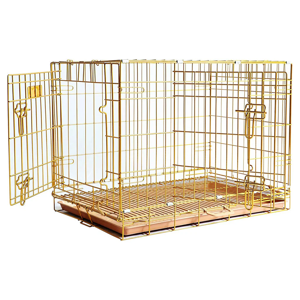 24-42" Collapsible Copper Gold Dog Crate GLD24-42 - Image 3