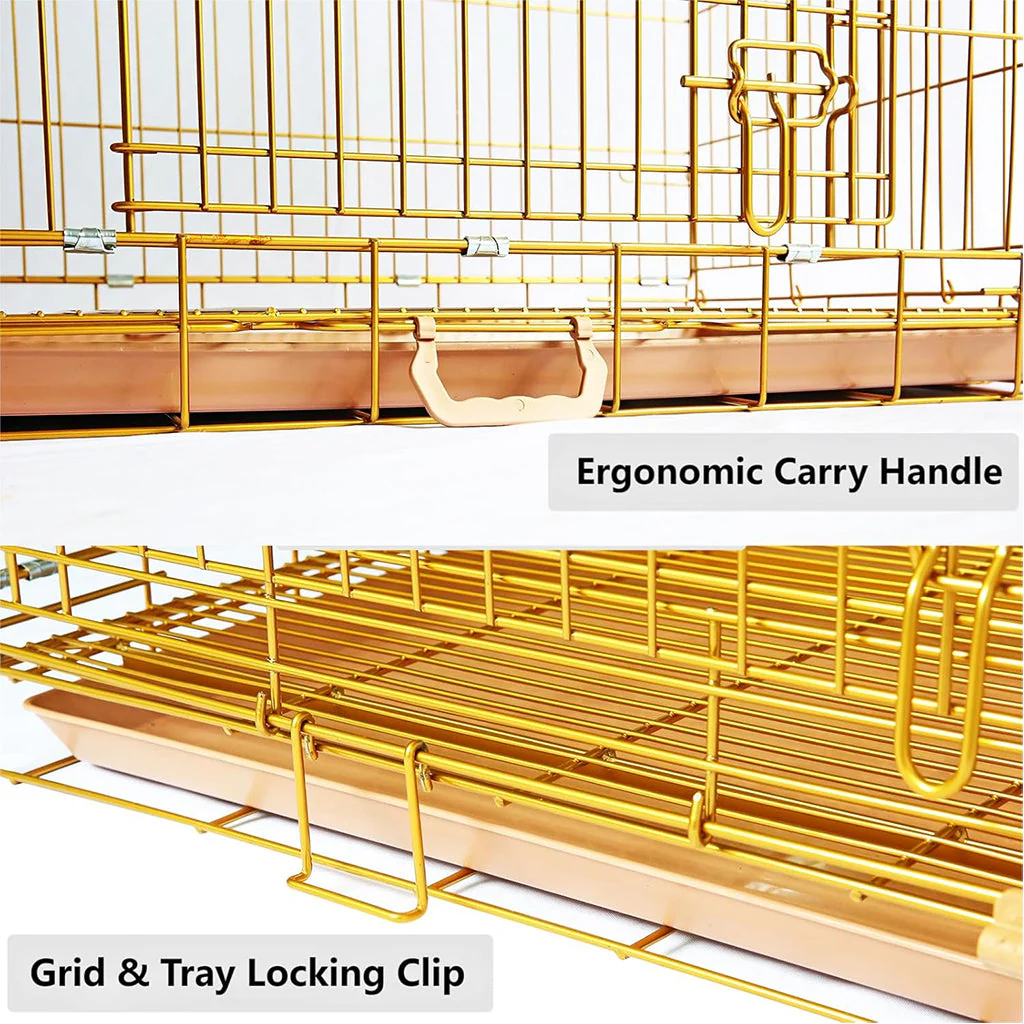 24-42" Collapsible Copper Gold Dog Crate GLD24-42 - Image 5