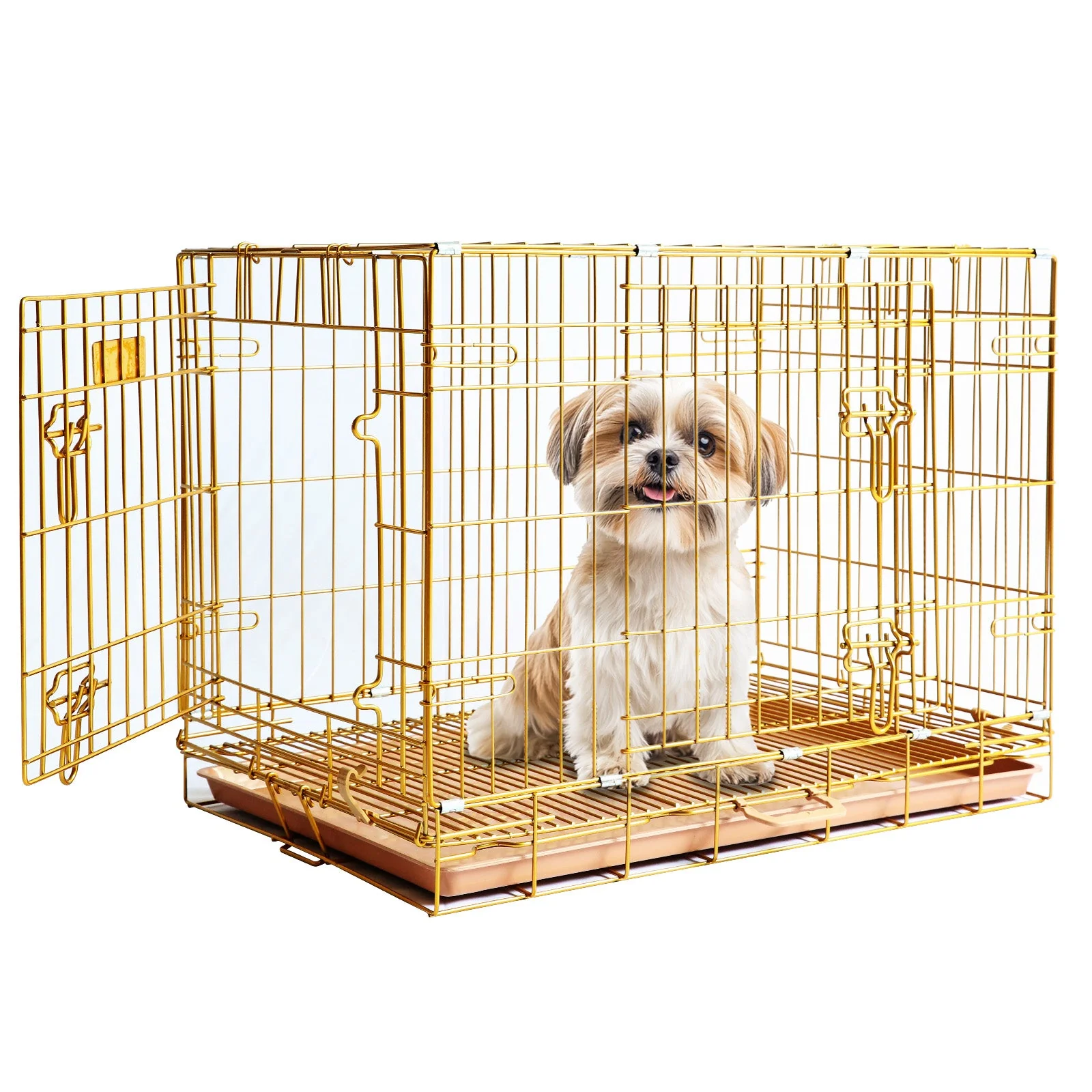 24-42" Collapsible Copper Gold Dog Crate GLD24-42 - Image 6