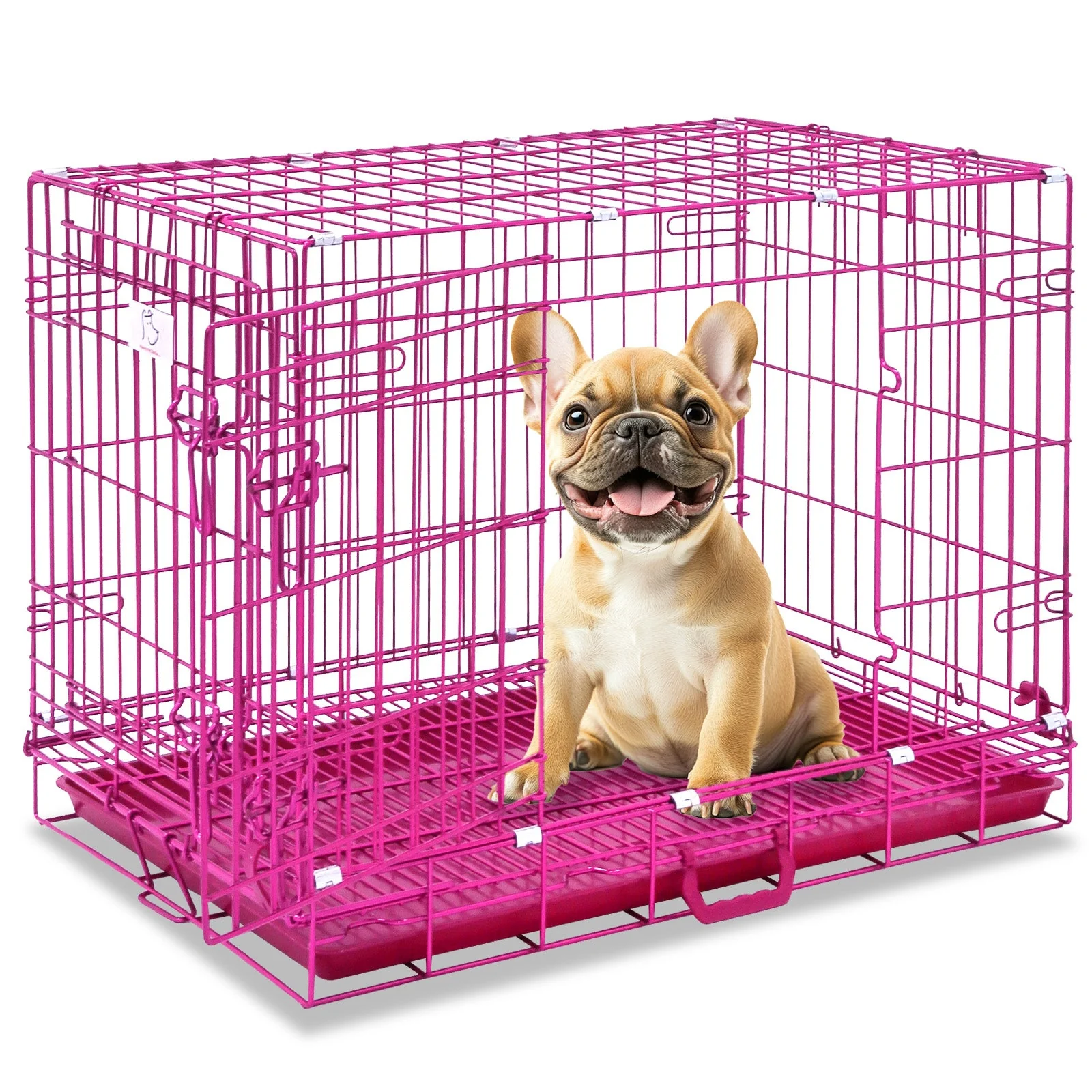24-42" Collapsible Pink Dog Crate RED24-42 - Image 10