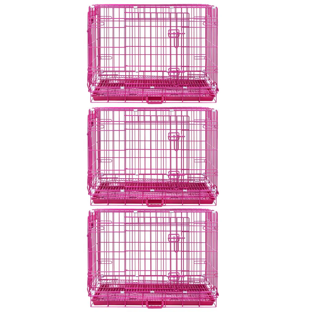 24-42" Collapsible Pink Dog Crate RED24-42 - Image 12