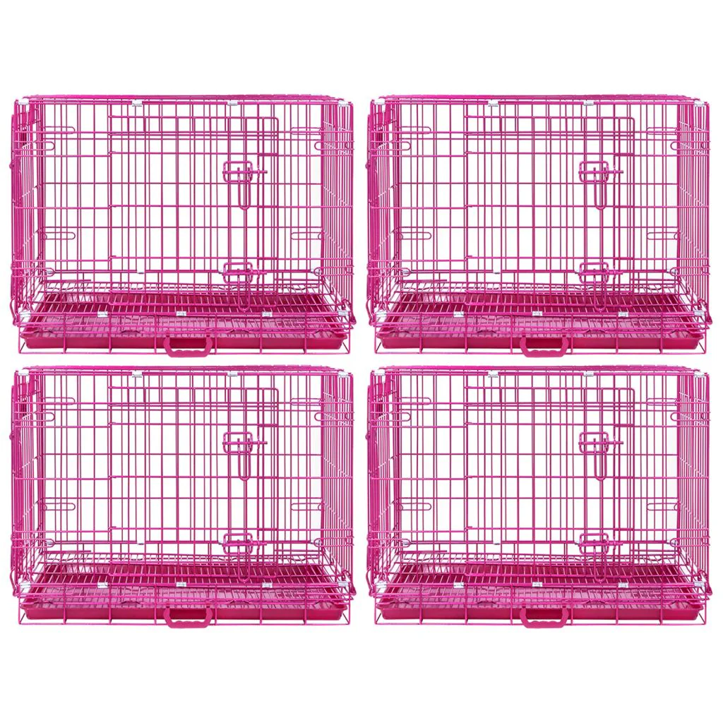 24-42" Collapsible Pink Dog Crate RED24-42 - Image 13