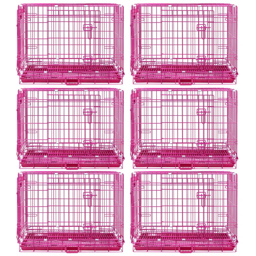 24-42" Collapsible Pink Dog Crate RED24-42 - Image 14