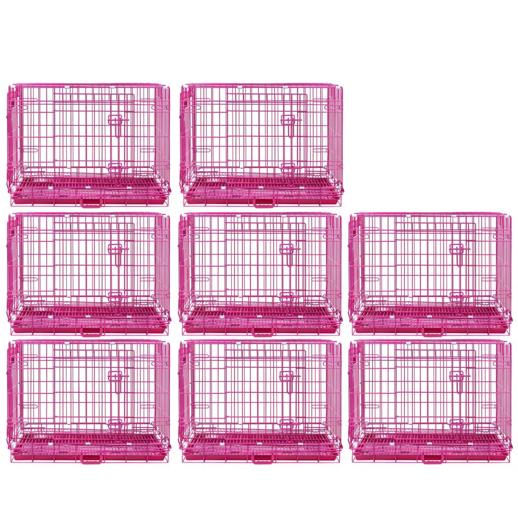 24-42" Collapsible Pink Dog Crate RED24-42 - Image 15