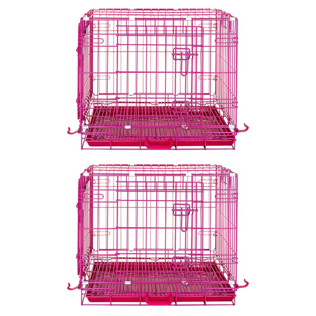 24-42" Collapsible Pink Dog Crate RED24-42 - Image 17