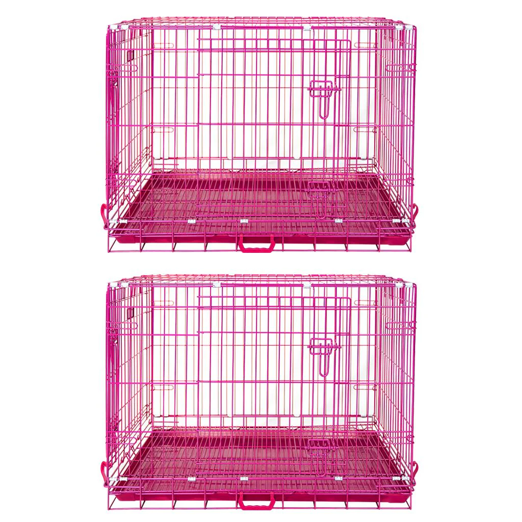 24-42" Collapsible Pink Dog Crate RED24-42 - Image 25