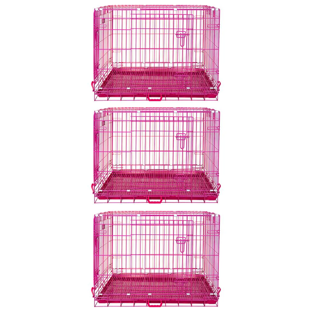 24-42" Collapsible Pink Dog Crate RED24-42 - Image 26