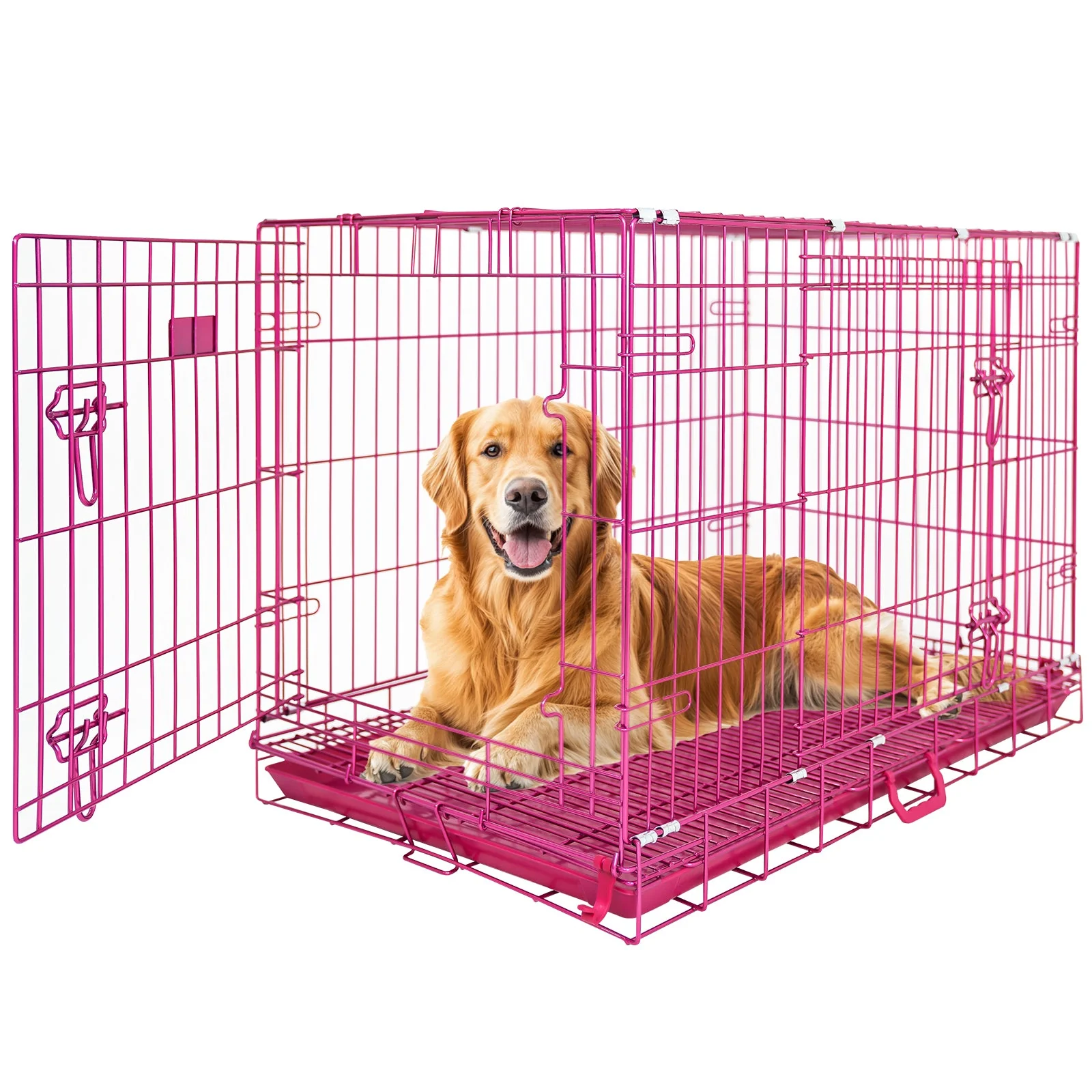 24-42" Collapsible Pink Dog Crate RED24-42 - Image 31