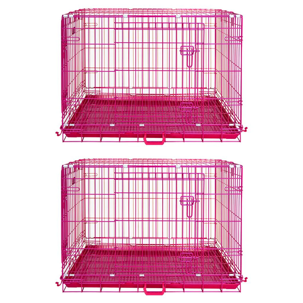 24-42" Collapsible Pink Dog Crate RED24-42 - Image 32