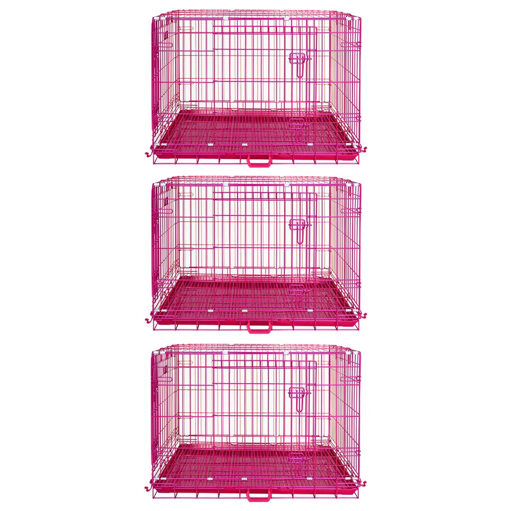 24-42" Collapsible Pink Dog Crate RED24-42 - Image 33