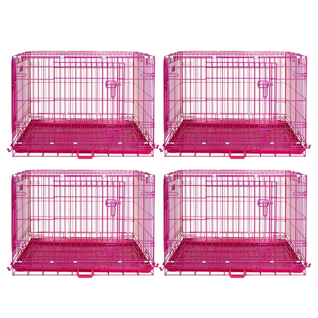 24-42" Collapsible Pink Dog Crate RED24-42 - Image 34