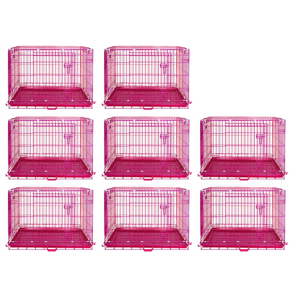 24-42" Collapsible Pink Dog Crate RED24-42 - Image 36
