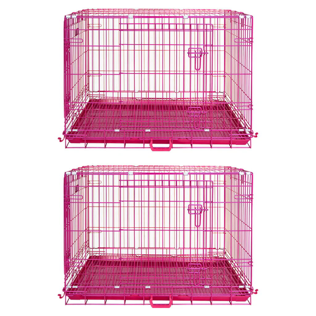 24-42" Collapsible Pink Dog Crate RED24-42 - Image 44