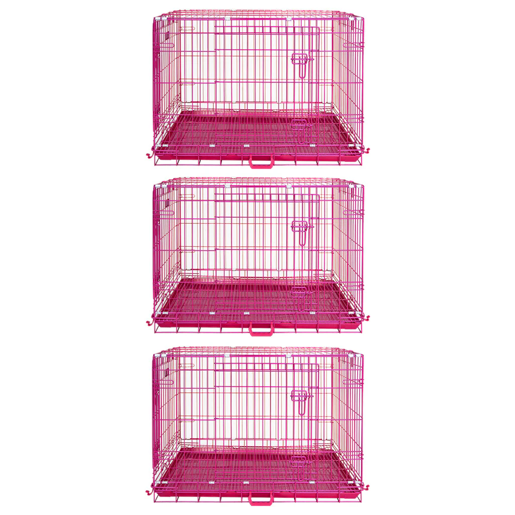 24-42" Collapsible Pink Dog Crate RED24-42 - Image 45