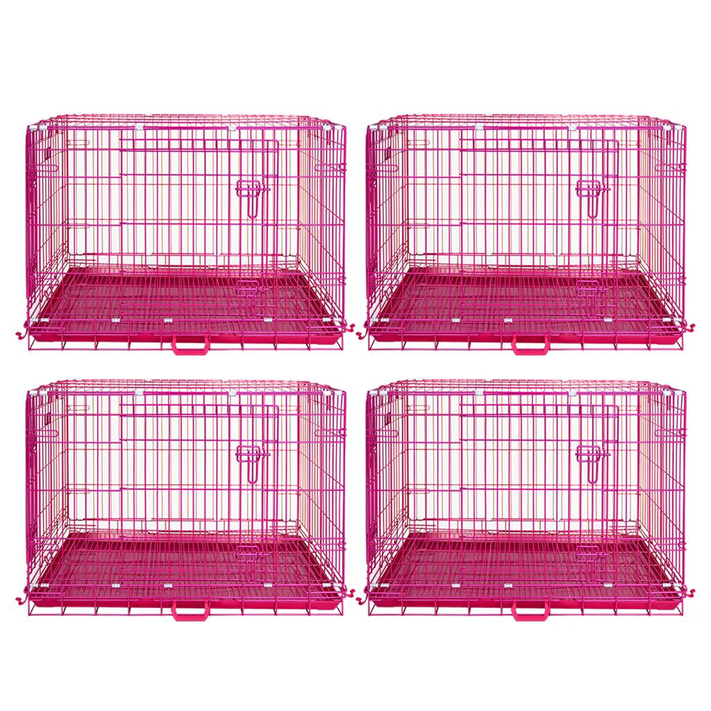 24-42" Collapsible Pink Dog Crate RED24-42 - Image 46