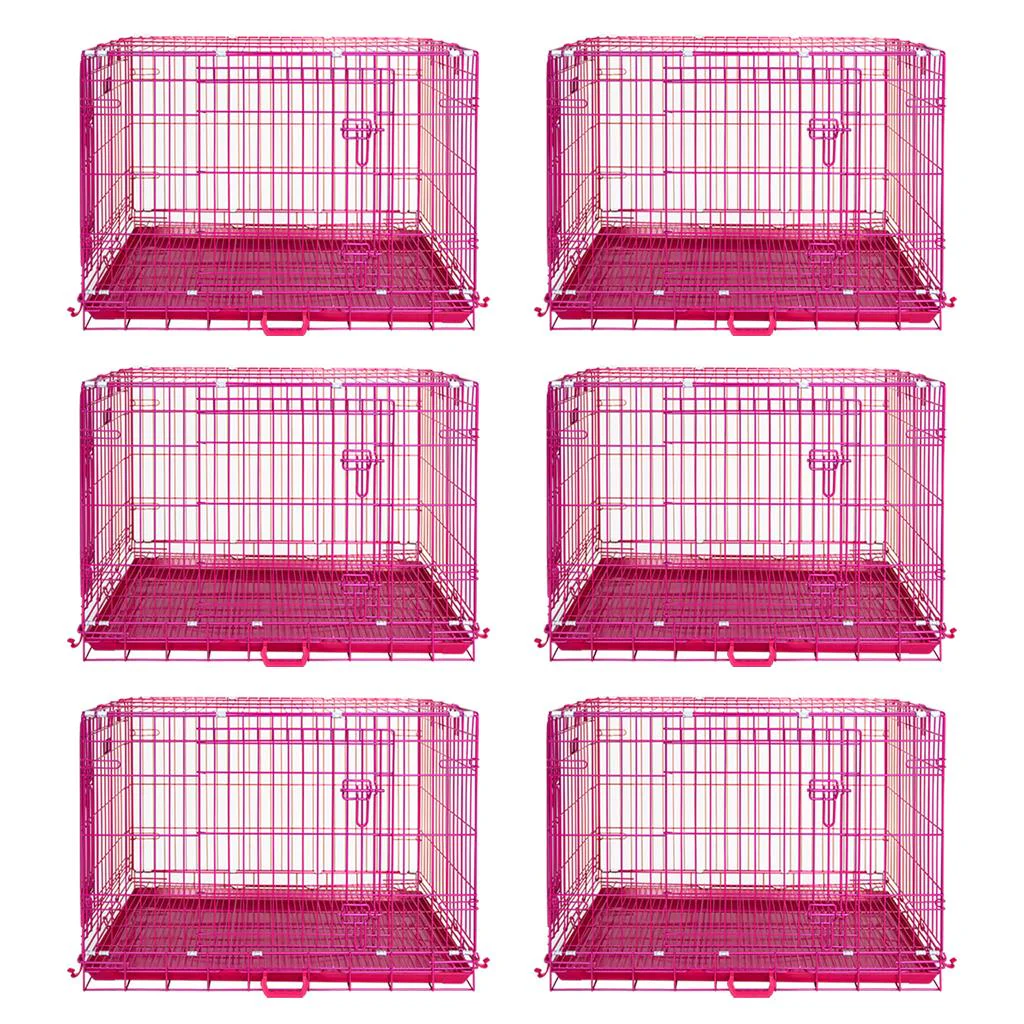 24-42" Collapsible Pink Dog Crate RED24-42 - Image 47