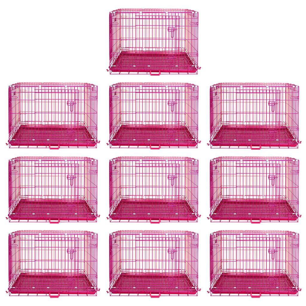 24-42" Collapsible Pink Dog Crate RED24-42 - Image 49
