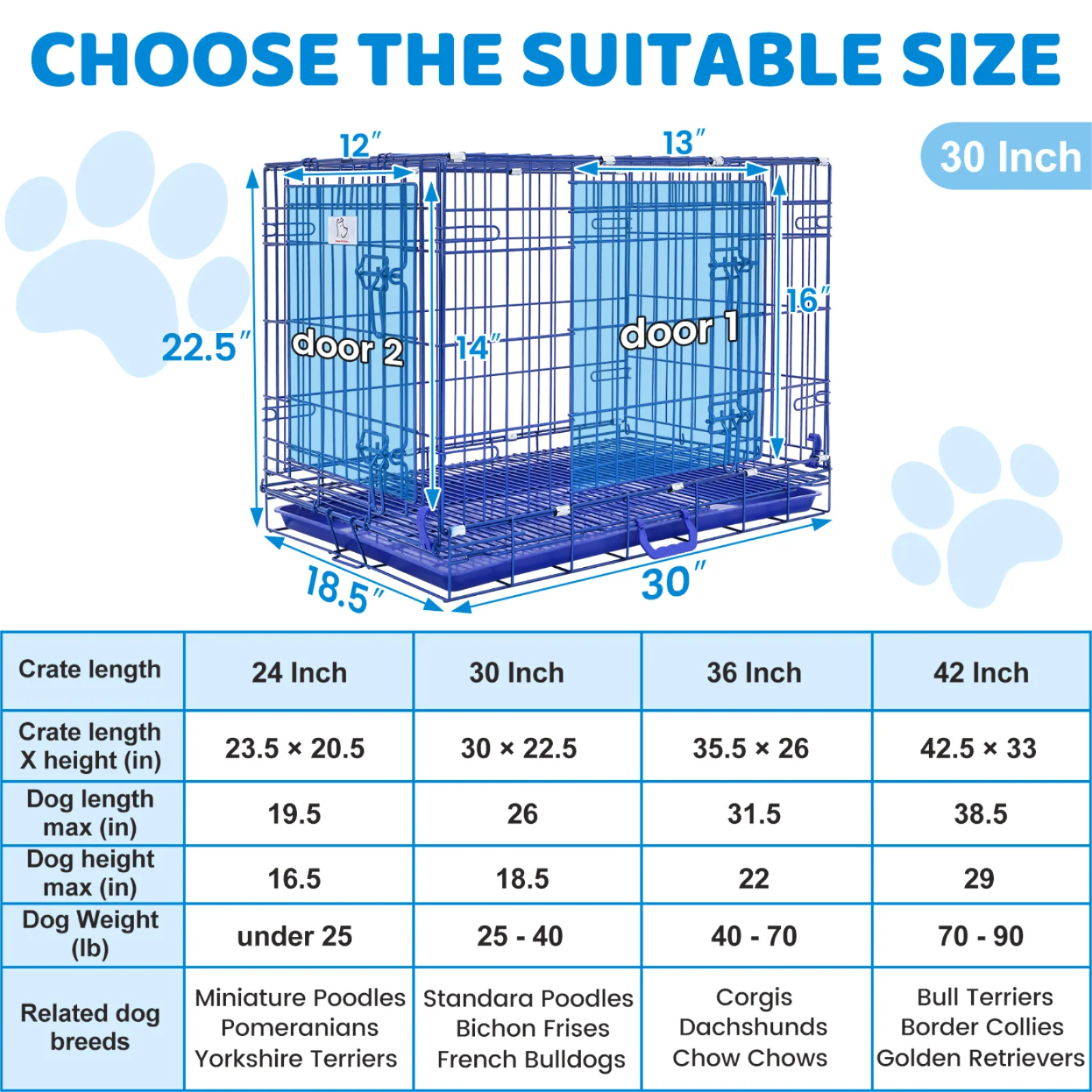 30" Collapsible Blue Dog Crate BLU30 - Image 3