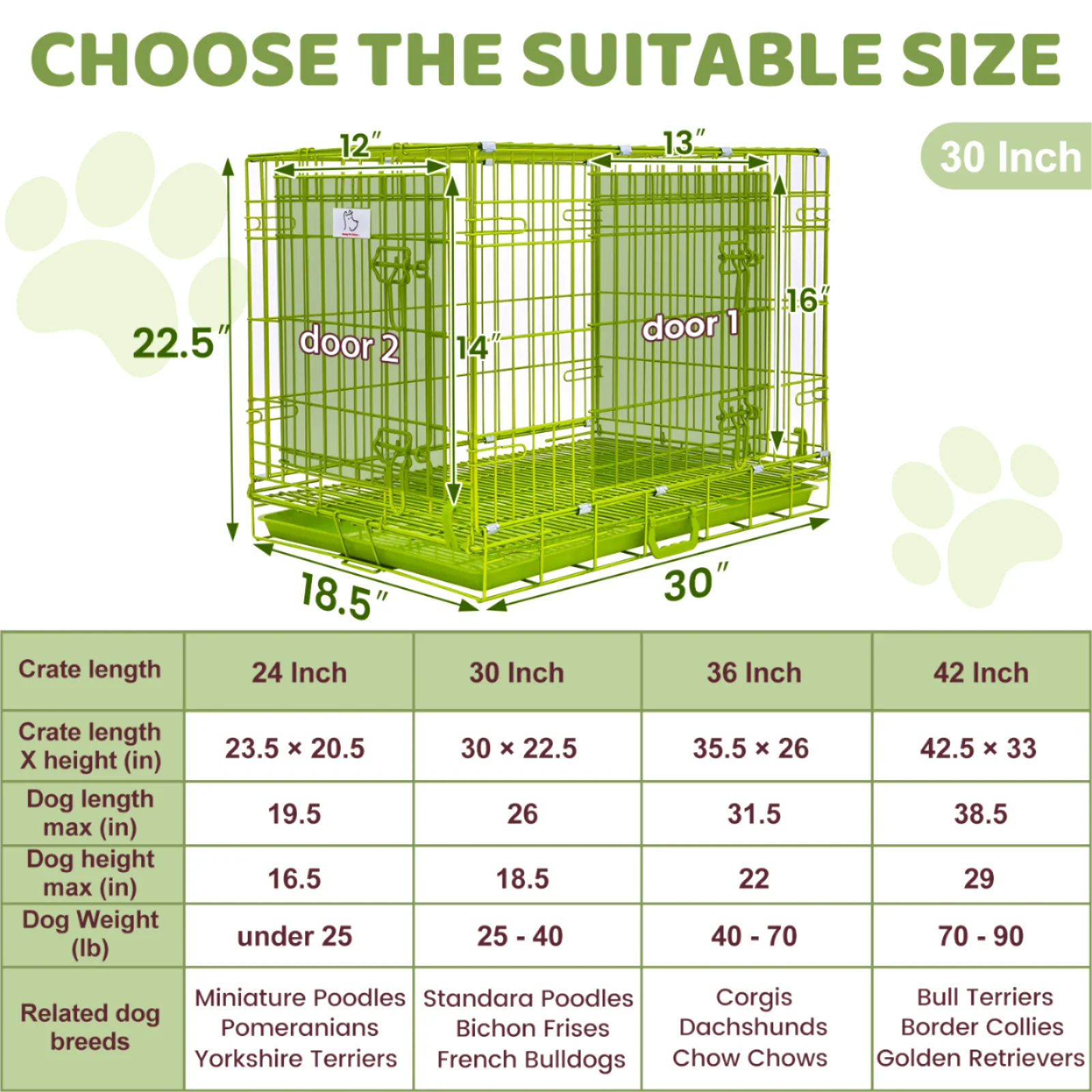 30" Collapsible Green Dog Crate GRN30 - Image 3