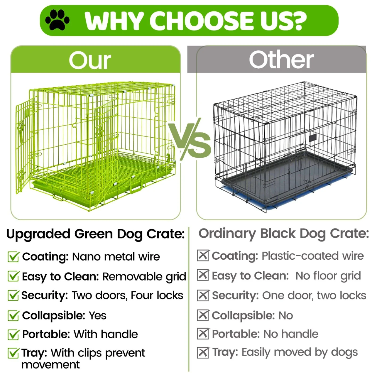 30" Collapsible Green Dog Crate GRN30 - Image 9