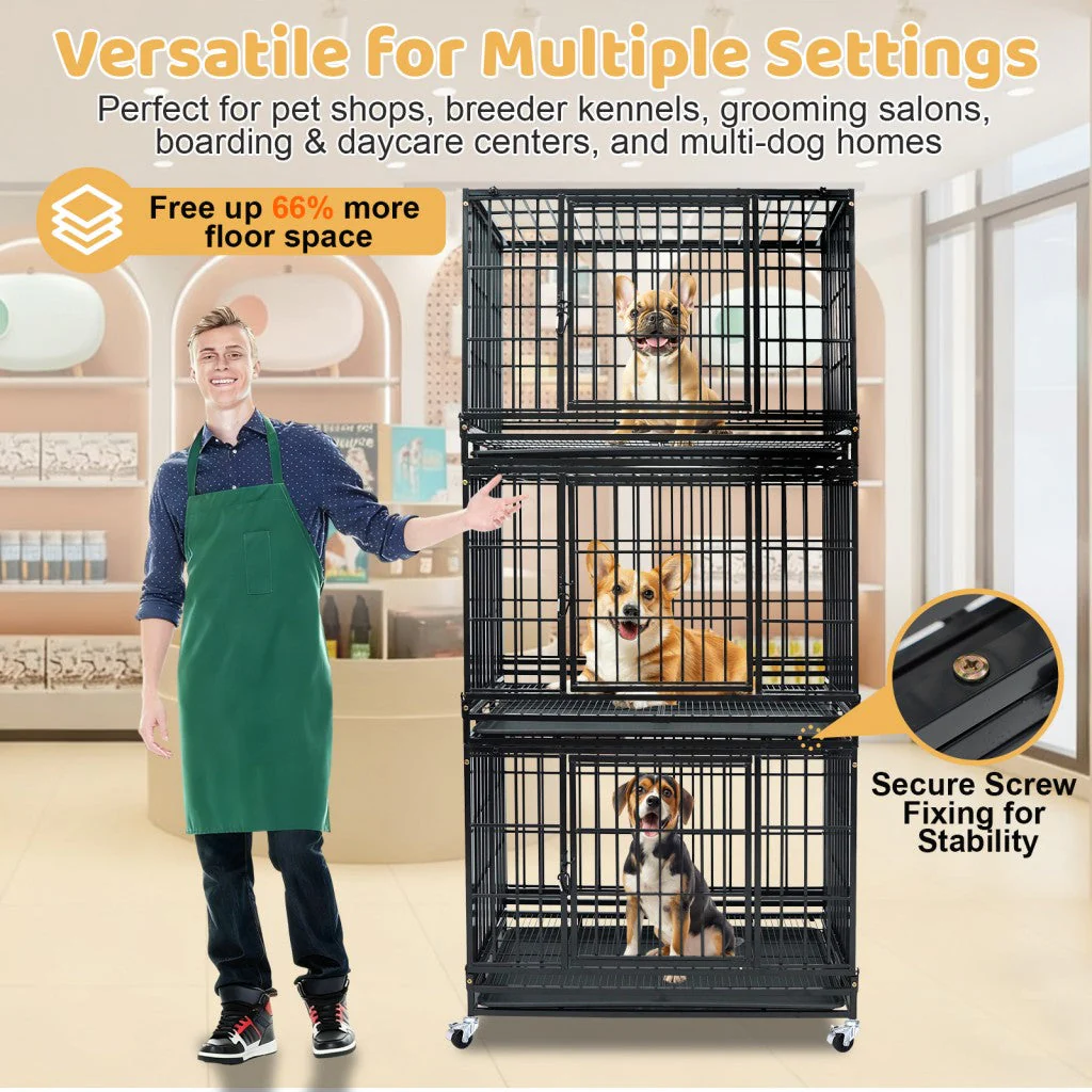 37" Stackable Heavy Duty Dog Kennel 371D04 - Image 4
