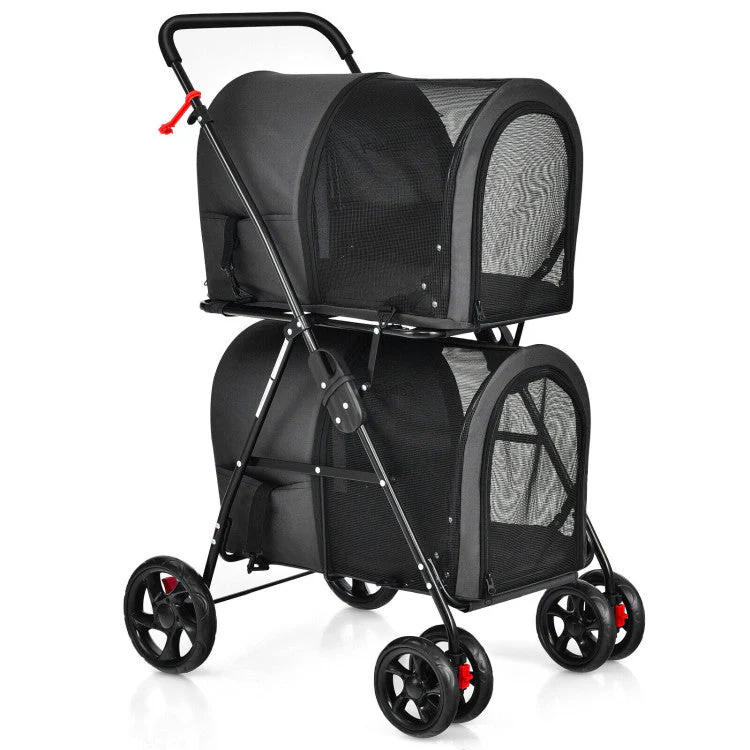 4-in-1 Double Pet Stroller with Detachable Carrier and Travel Carriage - Image 6