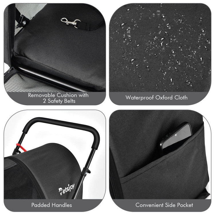 4-in-1 Double Pet Stroller with Detachable Carrier and Travel Carriage - Image 7
