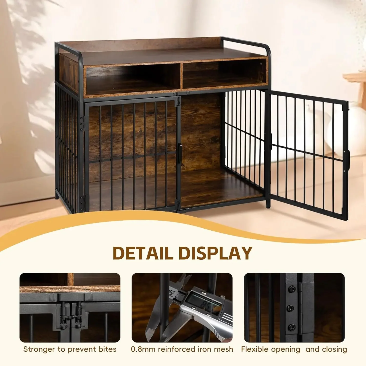 41" Faye Rustic Large Dog Crates Furniture - Image 2