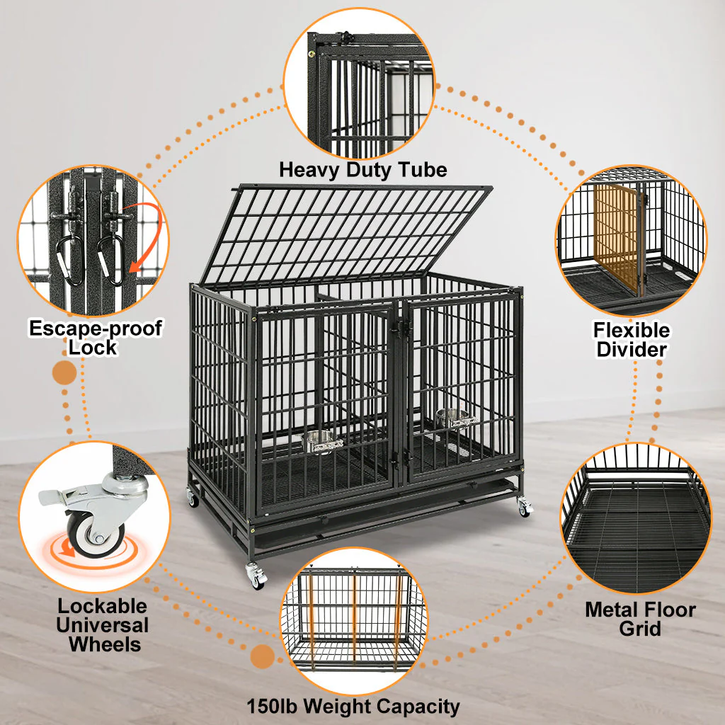 42" Stackable Dog Crate with Divider 43S (Extra Height) - Image 3