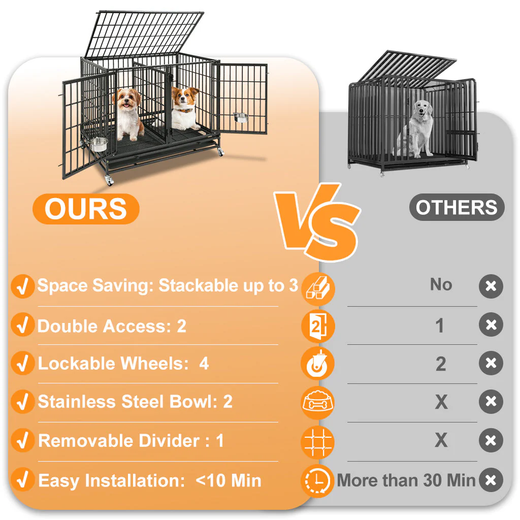 42" Stackable Dog Crate with Divider 43S (Extra Height) - Image 7