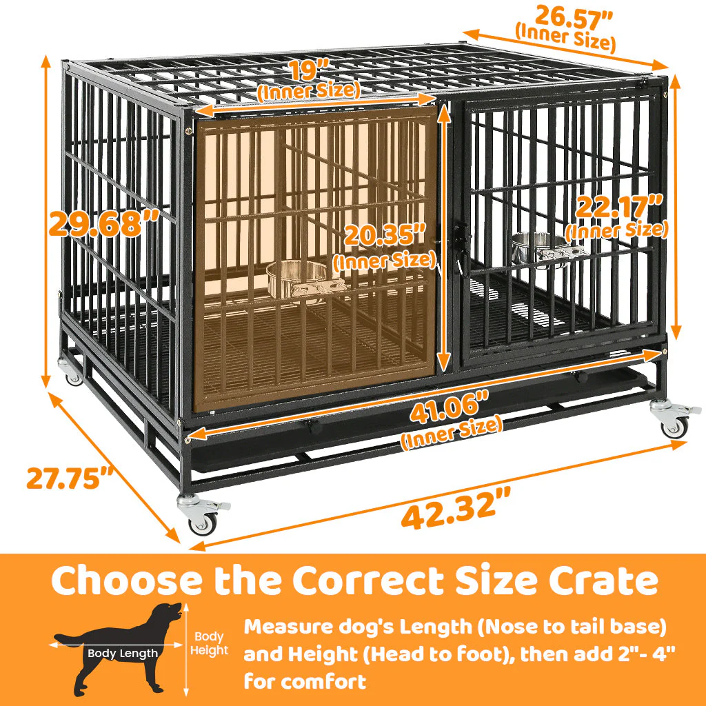 42" Stackable Dog Crate with Divider 43T (Standard Height) - Image 2
