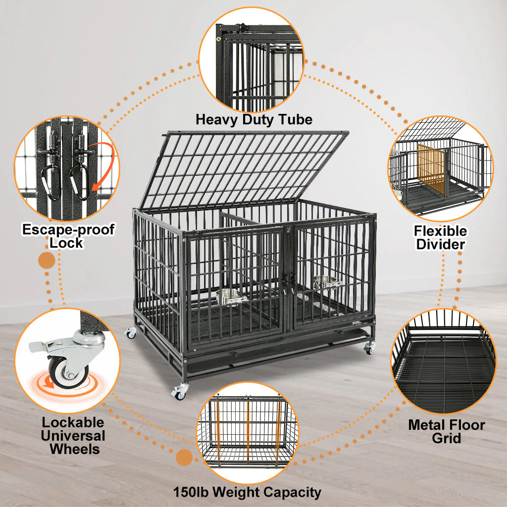 42" Stackable Dog Crate with Divider 43T (Standard Height) - Image 3