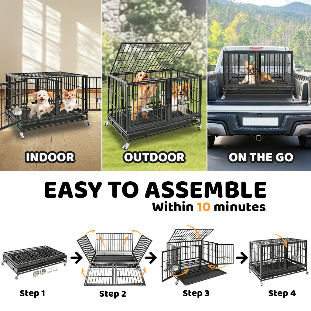 42" Stackable Dog Crate with Divider 43T (Standard Height) - Image 6