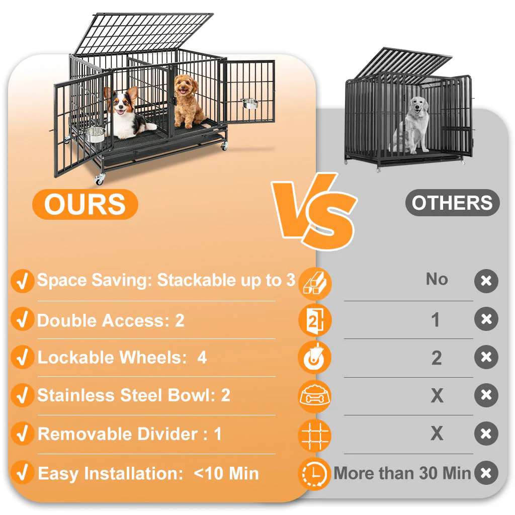 42" Stackable Dog Crate with Divider 43T (Standard Height) - Image 7