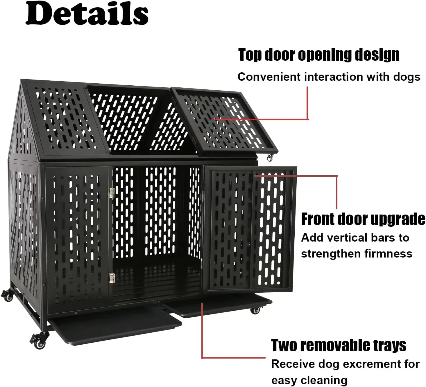 43.3" Wise Indestructible Heavy Duty Dog Crate - Image 3