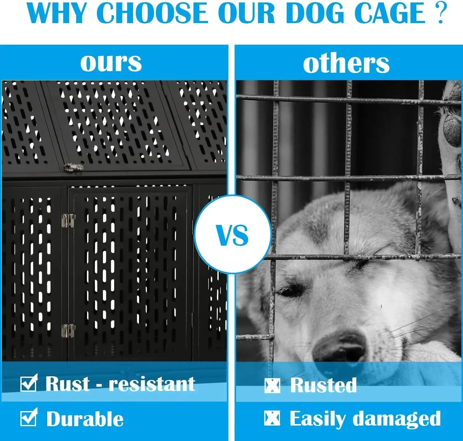 43.3" Wise Indestructible Heavy Duty Dog Crate - Image 5