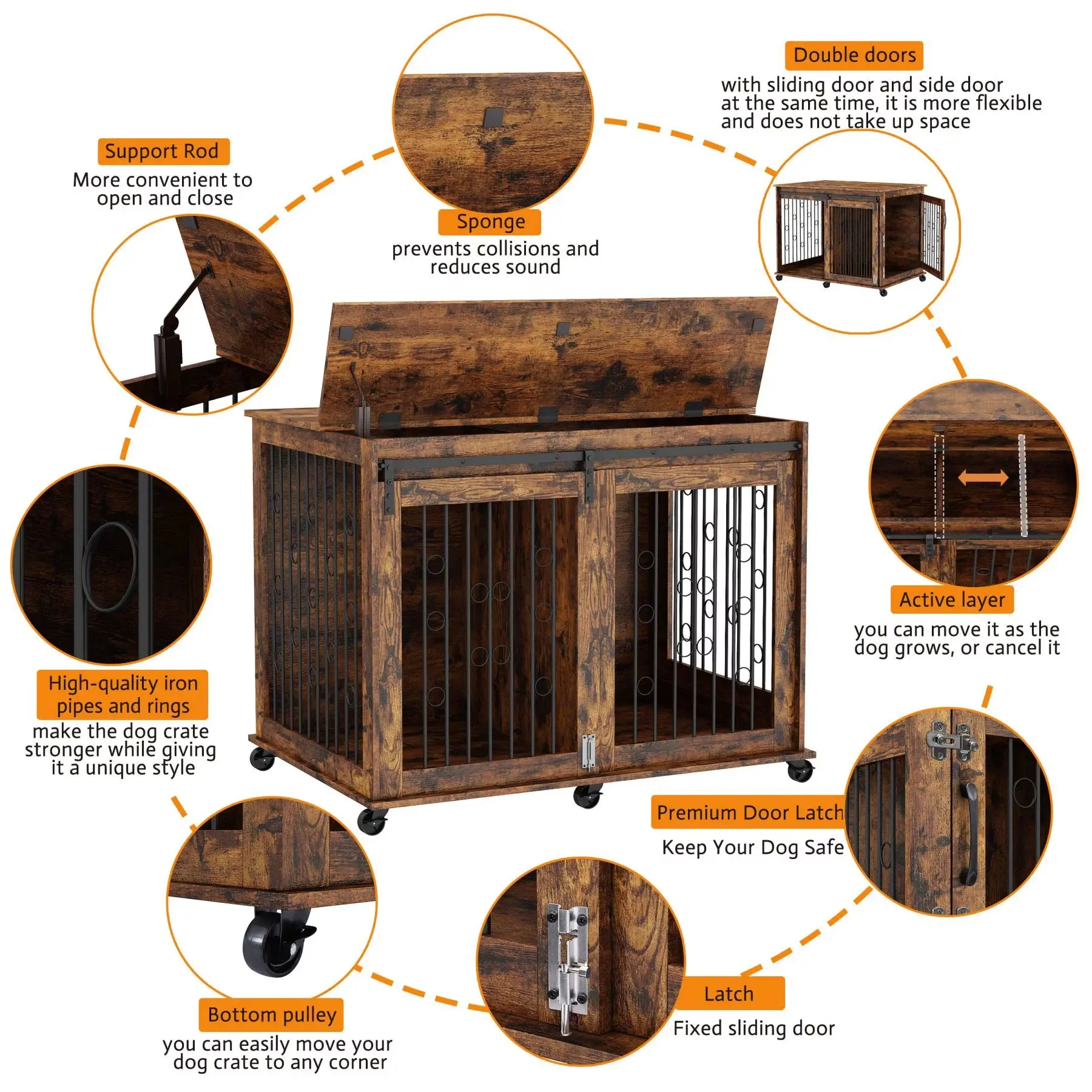 43.7" Hana Large Dog Crates Furniture - Image 3