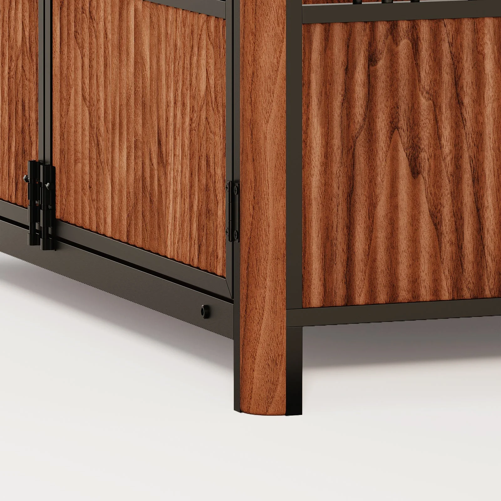43'' Walnut Fluted Wood Furniture Style Dog Crate for Large & Medium Dogs - Double Door Design, Decorative Pet House & Indoor Side End Table. - Image 11