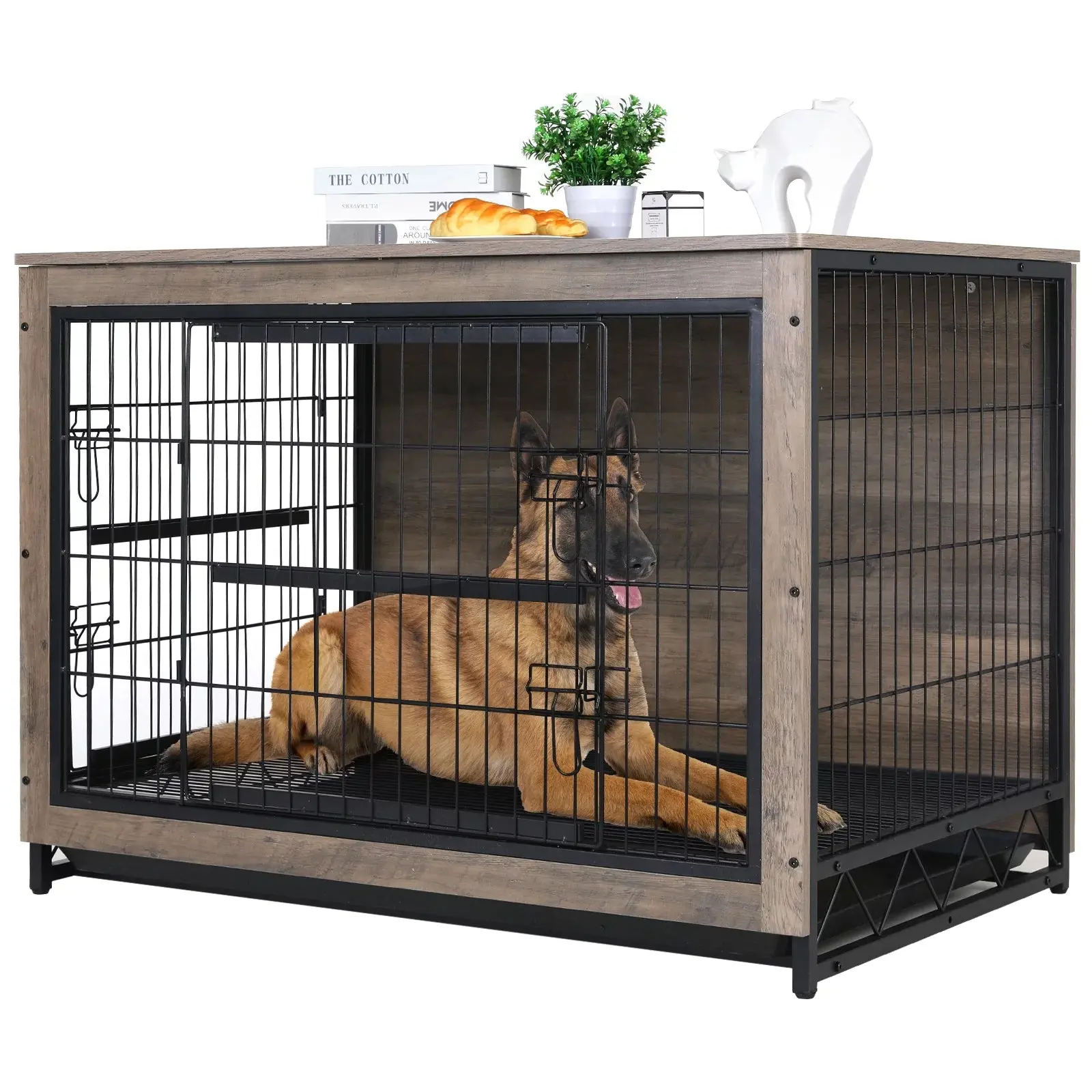 44.1" Salma Rustic Large Dog Crates Furniture - Image 2