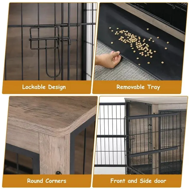 44.1" Salma Rustic Large Dog Crates Furniture - Image 3