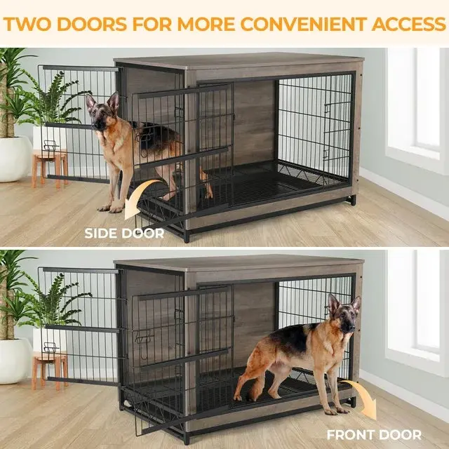 44.1" Salma Rustic Large Dog Crates Furniture - Image 5