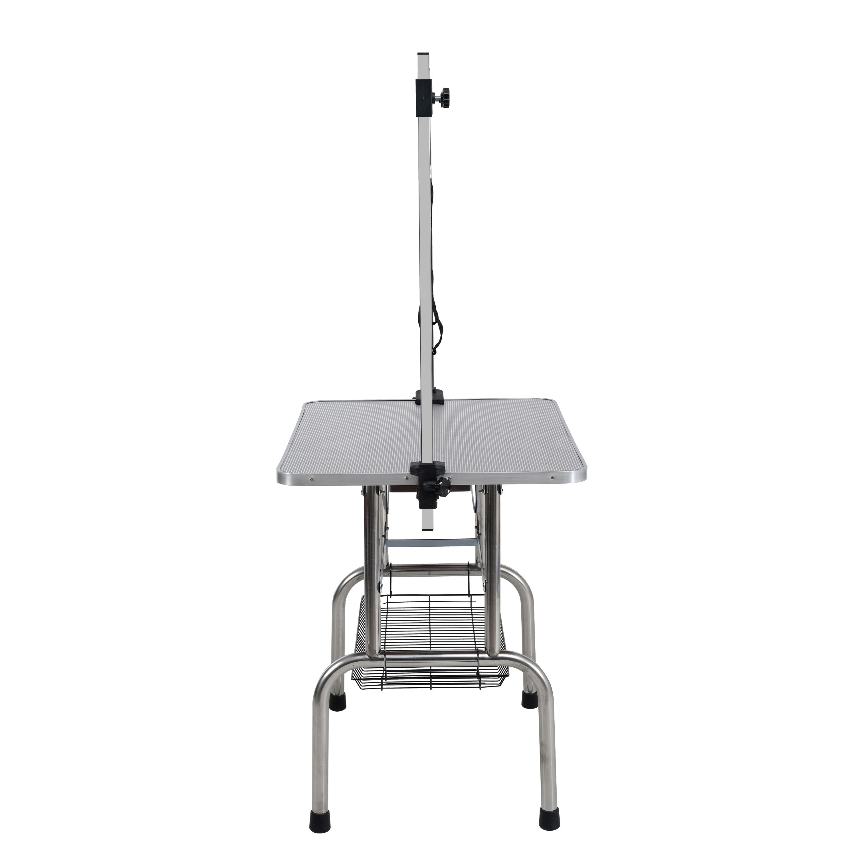 46' Folding Dog Pet Grooming Table Stainless Steel Frame Rubber Mat on Board with Adjustable Arm and Clamps pet dog Cat Grooming Table (SILVER-GRAY COLOR) - Image 4