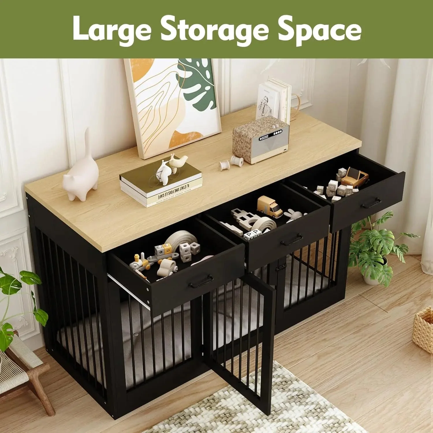 55.3" Avila Large Dog Crates Furniture - Image 3